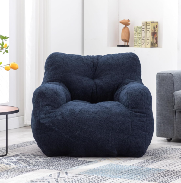 Navy Blue Teddy Fleece Modular Lounge Chair